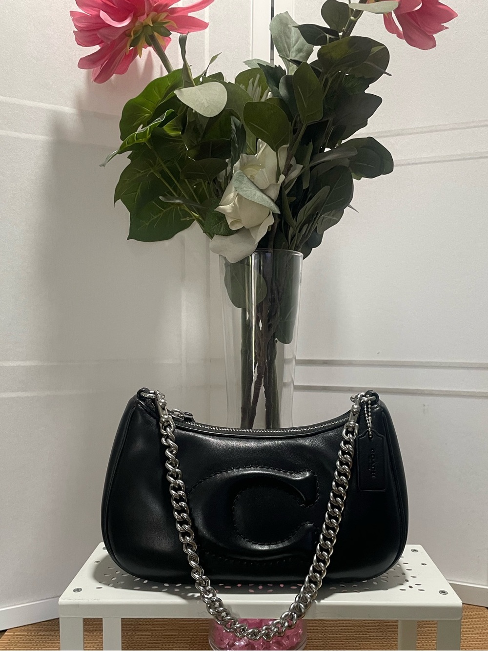 Coach Teri Black Crescent Shoulder Bag with Chain Strap CJ608 - Picture 3 of 12